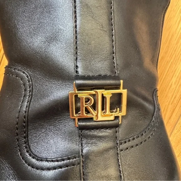 LAUREN RALPH LAUREN Baylee Black Leather Riding Boots Size 7 - Picture 11 of 11